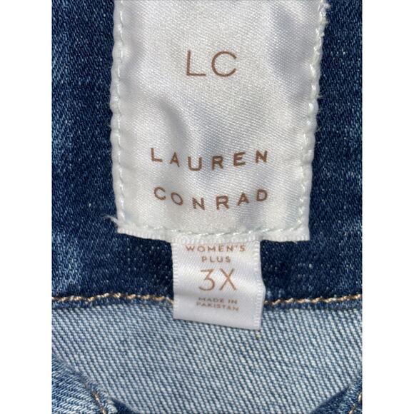 Lauren Conrad Size 3X Distressed Light Wash Stretch Cotton Jean Jacket - Picture 5 of 10